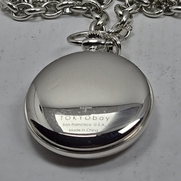 TOKYObay Pocket Watch Silver Tone New Battery Jeans Pants Suit Chain Necklace - Picture 11 of 12